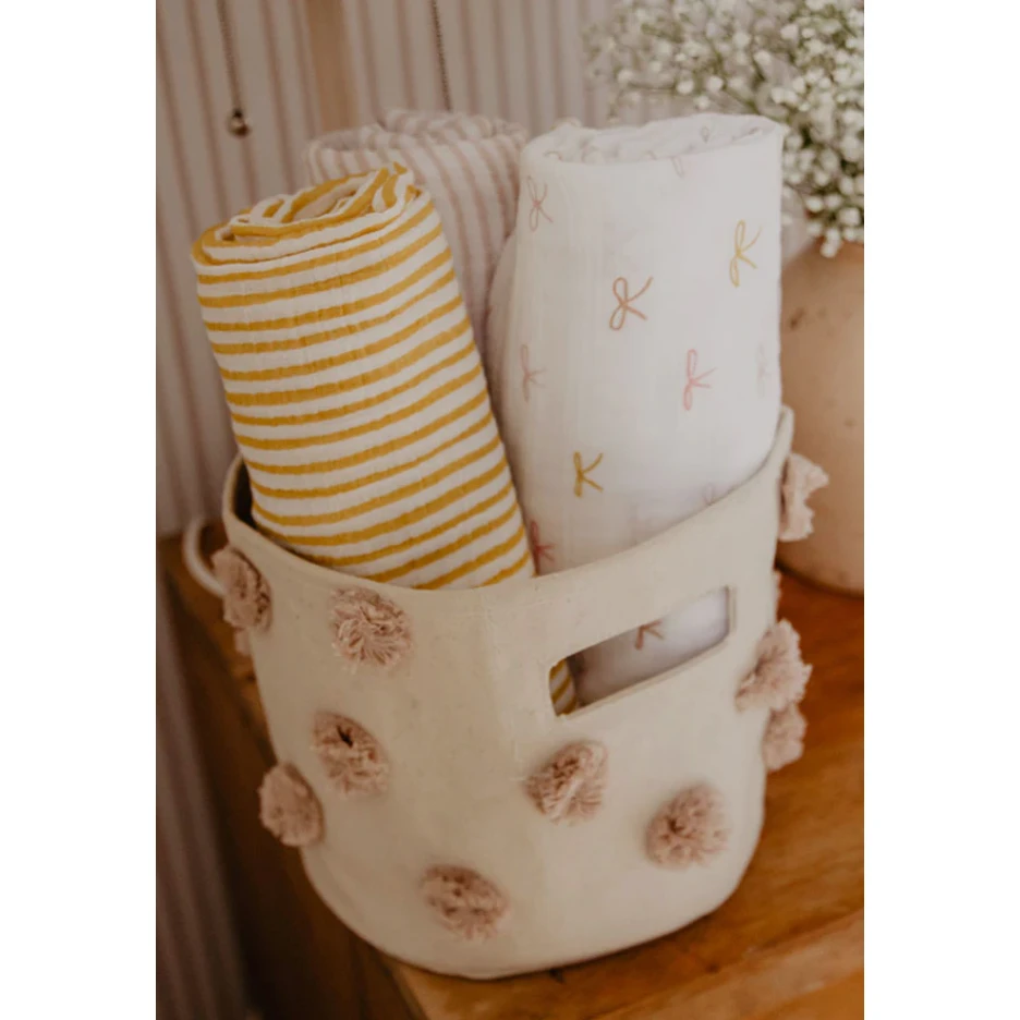 Pehr Rose Pink Pom Pom Mini Basket Decor 4 Pehr Rose Pink Pom Pom Mini Basket Decor