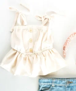 Bailey's Blossoms Ivory Peplum Tie Top