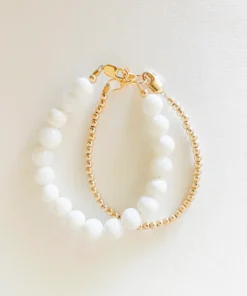 Little Lunds Co Jewelry White Bubble + Gold Double Bracelet