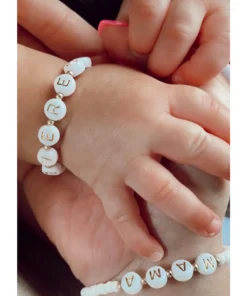 Little Lunds Co Jewelry Custom Name Gender White Stone Bracelet