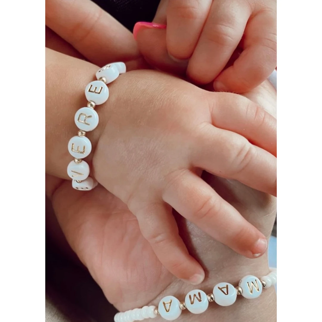 Little Lunds Co Jewelry Custom Name Gender White Stone Bracelet 4 Little Lunds Co Jewelry Custom Name Gender White Stone Bracelet