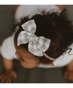 Mae + Skye Ecru Check Mini Pinwheel Pigtail Hair Clips Headwear