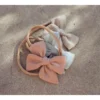 Mae + Skye Headwear Pink Crepe Mini Pinwheel Bow Nylon Headband