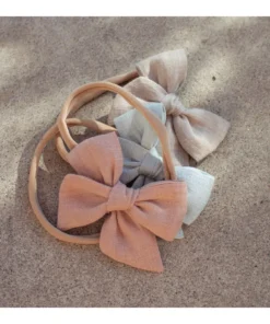 Mae + Skye Pink Crepe Mini Pinwheel Pigtail Hair Clips Headwear