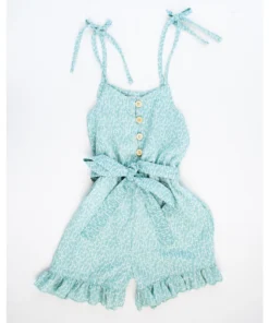 Bailey's Blossoms Mint Tie Strap Ruffle Romper