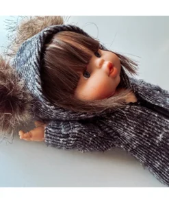 Dark Navy Ribbed Zip Up Minikane Sleeper With Puffs Dolls + Plushies