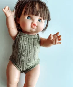 Dolls + Plushies Olive Green Ribbed Minikane Romper