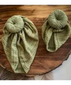 Dolls + Plushies Olive Green Knotted Minikane Turban Hat