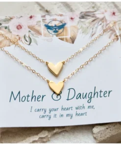 Mesa Blue Mother Daughter Set Heart Necklaces