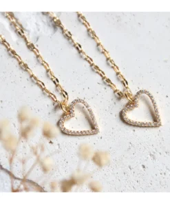 Mesa Blue Mother Daughter Set Open Heart Necklaces