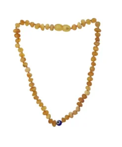 Sweet Tree Amber Raw Lemon Amber + Evil Eye Necklace 13" Jewelry