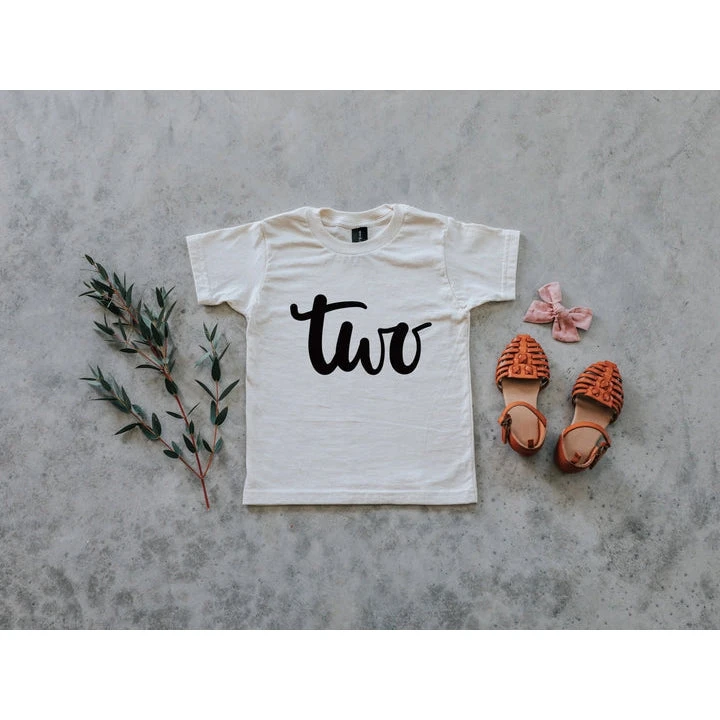 Gladfolk Two Birthday Organic Ivory Tee Tops