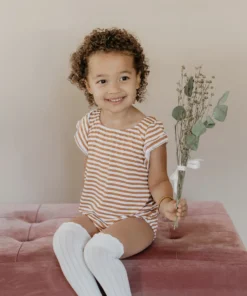 Joss + J Leotards Gold Stripes Bamboo Flutter Sleeve Leotard