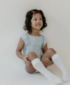 Joss + J Leotards Sage Stripes Bamboo Flutter Sleeve Leotard