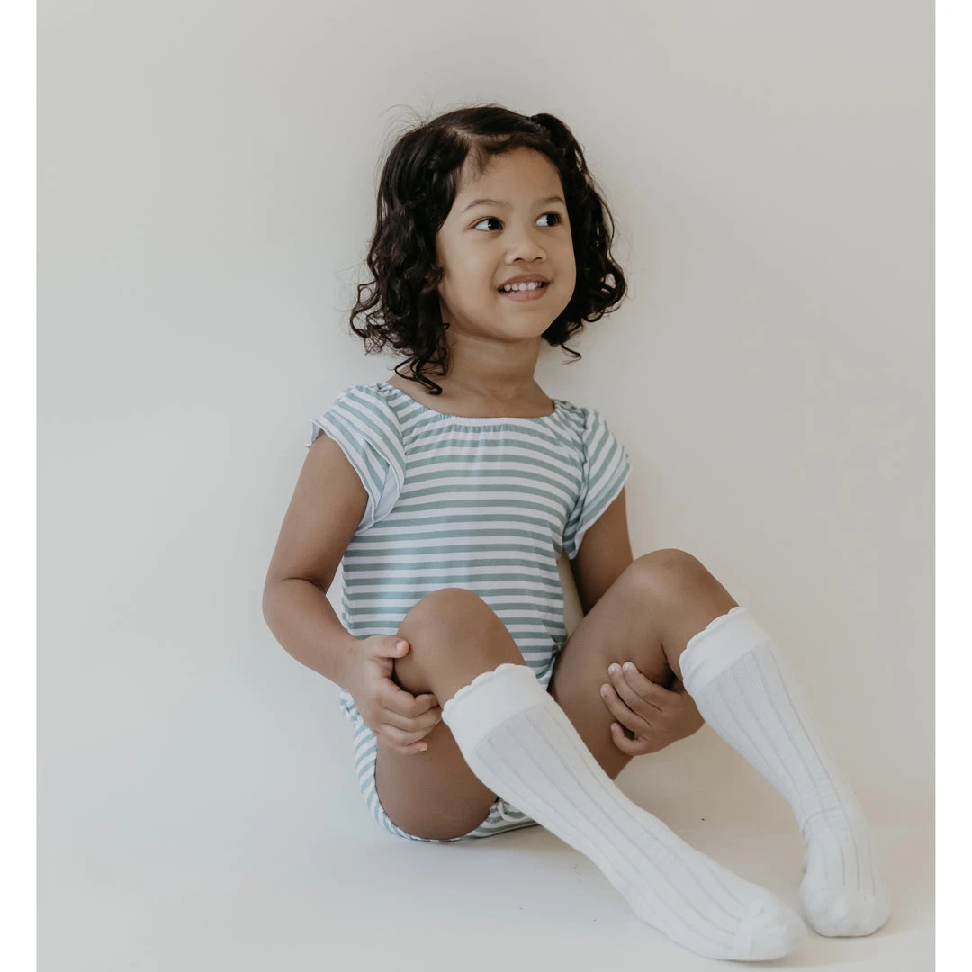 Joss + J Leotards Sage Stripes Bamboo Flutter Sleeve Leotard 4 Joss + J Leotards Sage Stripes Bamboo Flutter Sleeve Leotard