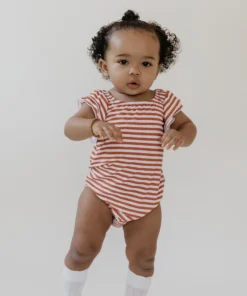 Joss + J Tangerine Stripes Bamboo Flutter Sleeve Leotard