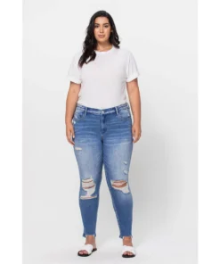 J+j Jeans + Pants Ripped Mid Rise Ankle Skinny Jeans Plus Size