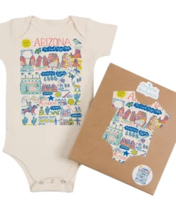 Morado Design Arizona Map Natural Organic Onesie Bodysuits