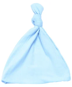 Three Little Tots Baby Blue Ribbed Knotted Beanie Preemie + Newborn