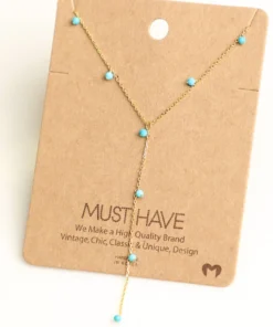 Fame Accessories Turquoise Beaded Lariat Necklace Necklaces