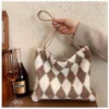 J+j Beige Fluffy Diamond Pattern Bag Bags