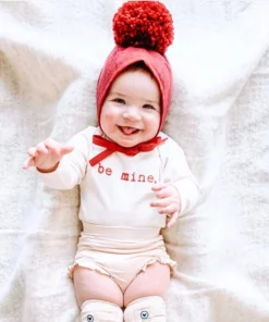 Tenth + Pine Be Mine Red + Natural Organic Long Sleeve Onesie