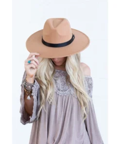 J+j Brown Venice Wide Brim Hat