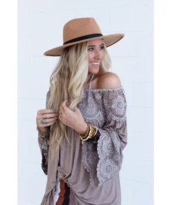 J+j Brown Venice Wide Brim Hat