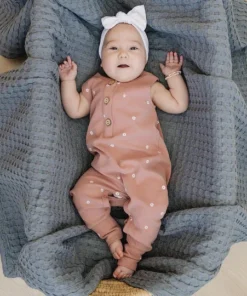 Mebie Baby Blush Daisy Organic Cotton Romper Overalls + Rompers