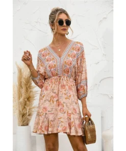J+j Orange Floral Ruffle Hem Boho Dress Dresses