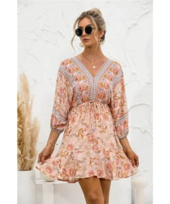 J+j Orange Floral Ruffle Hem Boho Dress Dresses