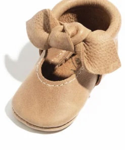 Freshly Picked Weathered Brown Knotted Bow Moccasins