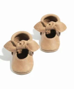 Freshly Picked Weathered Brown Knotted Bow Moccasins