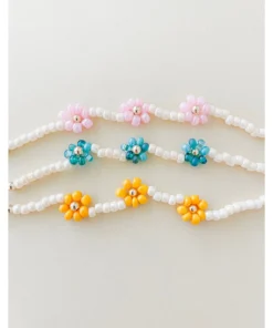 Little Lunds Co Pink + Gold Daisy Flower Bracelet