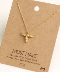Fame Accessories Bull Skull Necklace