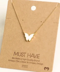 Fame Accessories Necklaces White Butterfly Enamel Necklace
