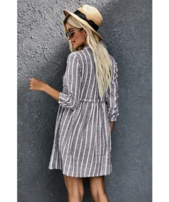 J+j Dresses Contrast Striped Buttoned Shirt Dress