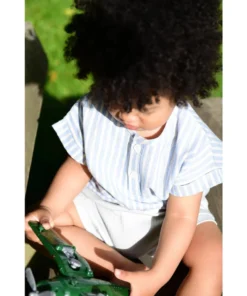 Eli + Nev Blue Cotton Striped Pocket Tee Tops