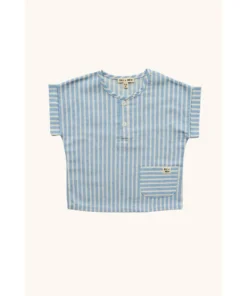 Eli + Nev Blue Cotton Striped Pocket Tee Tops