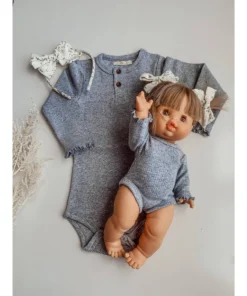 Grey Ruffle Long Sleeve Minikane Onesie