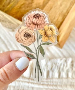 Elyse Breanne Designs Paper Goods Clear Daffodil + Chrysanthemum Sticker