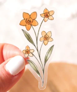 Elyse Breanne Designs Clear Yellow Daffodils Sticker Paper Goods