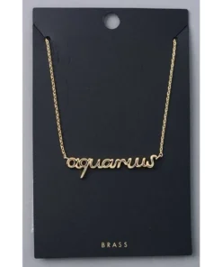Fame Accessories Necklaces Gold Aquarius Zodiac Sign Necklace