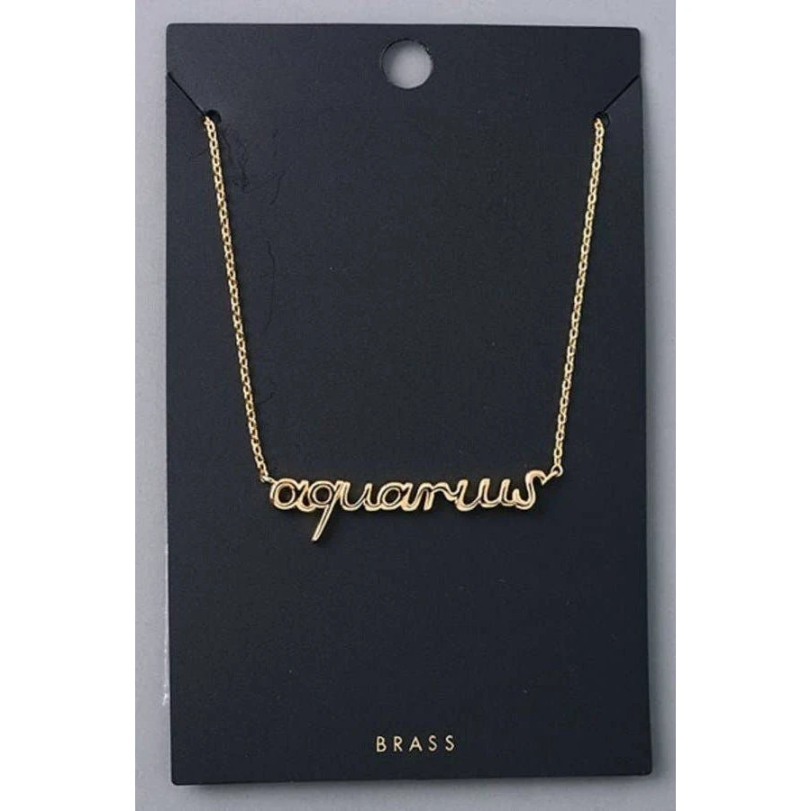 Fame Accessories Necklaces Gold Aquarius Zodiac Sign Necklace 3 Fame Accessories Necklaces Gold Aquarius Zodiac Sign Necklace