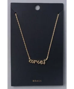Fame Accessories Gold Aries Zodiac Sign Necklace Necklaces