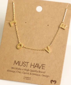 Fame Accessories Love Print Charm Necklace