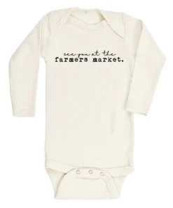Tenth + Pine Bodysuits Farmers Market Black + Natural Organic Long Sleeve Onesie
