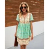 J+j Green Floral Boho Dress Dresses