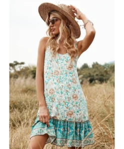 J+j Green Ruffle Hem Boho Dress 12 J+j Green Ruffle Hem Boho Dress