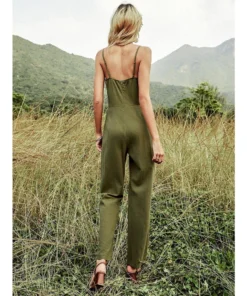 J+j Rompers + Jumpers Green Tie Front Jumpsuit